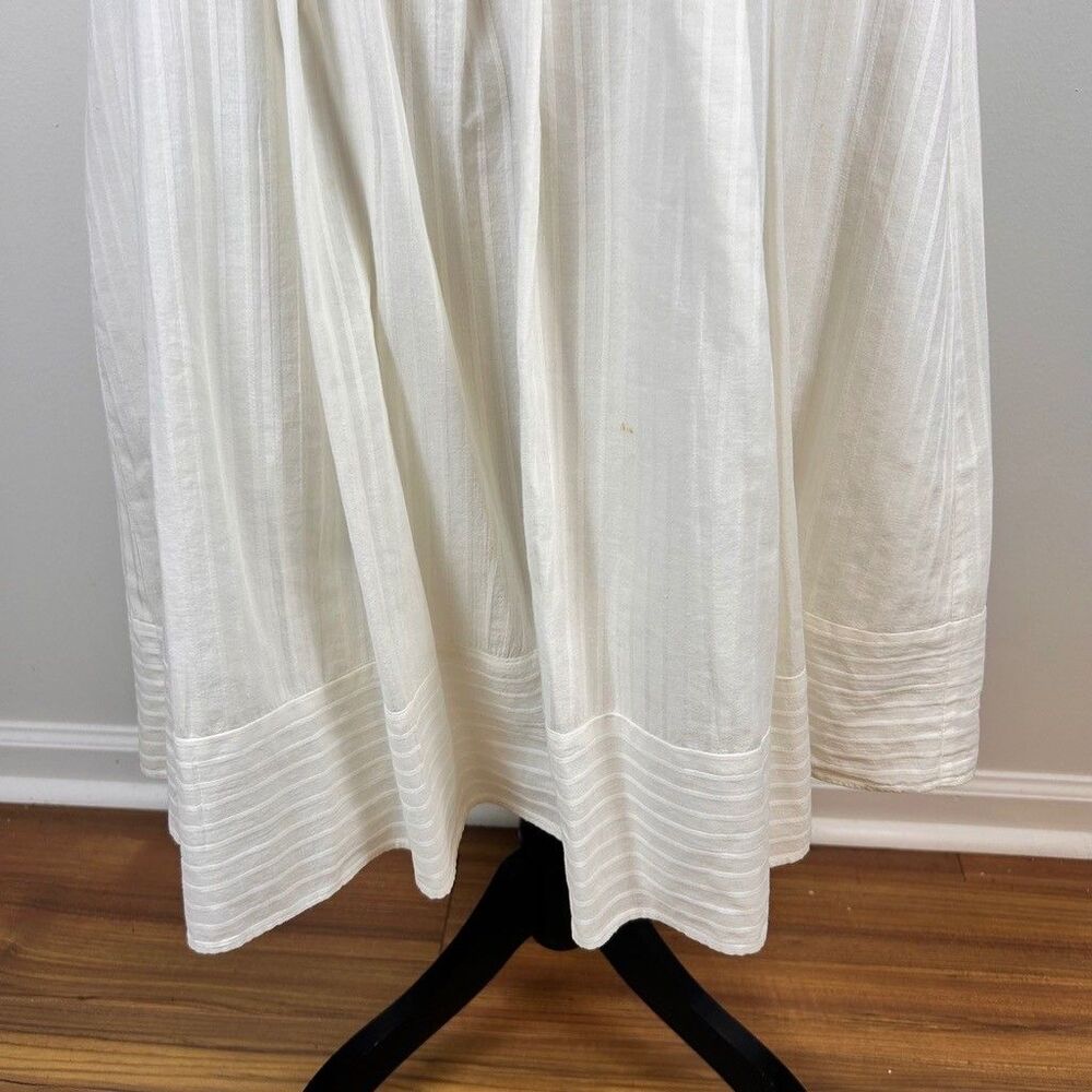 Liz Claiborne White Cotton Striped Sundress Womens Size 14 Pleated Midi Dress - Picture 3 of 12